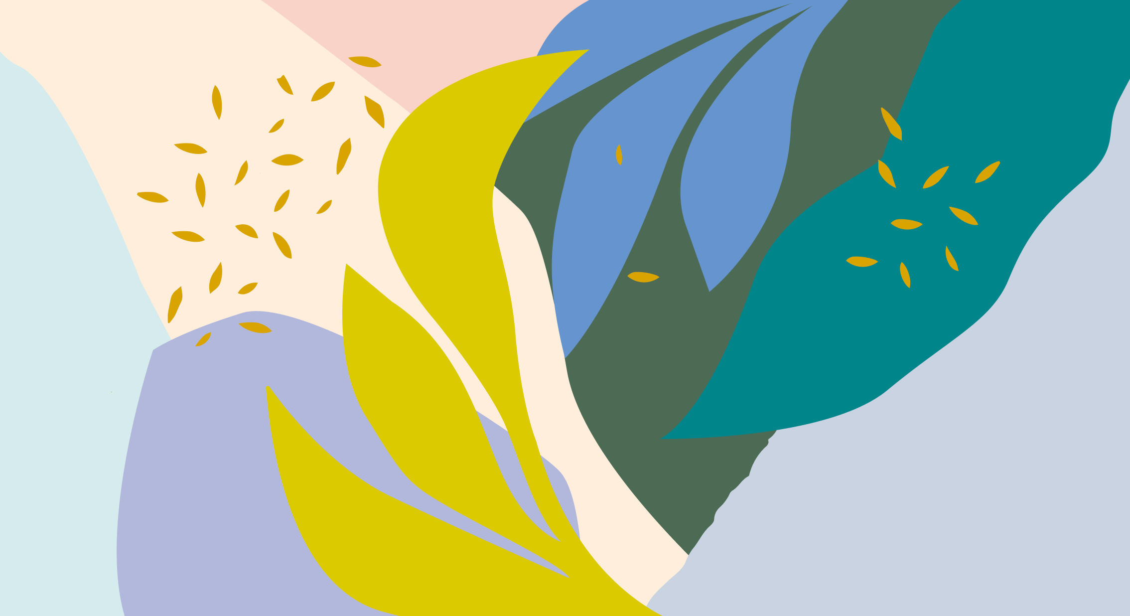 Biloosh botanical pattern in the brand's blue and teal palette